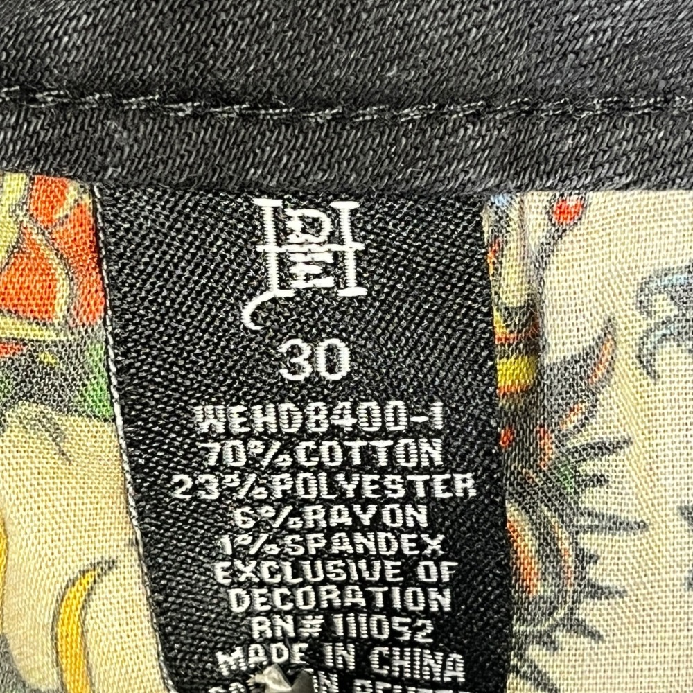 Ed Hardy Tiger Embroidered Flared Jeans Black Denim Y2K WEHD8400-1 Mens 30 - Picture 6 of 9